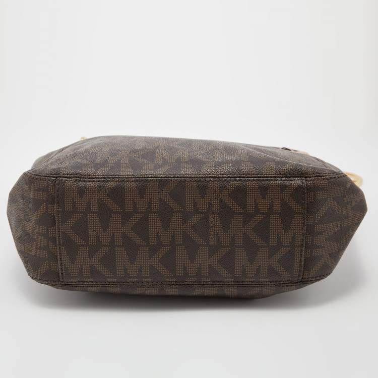 Pre Owned MICHAEL Michael Kors Brown Signature Coated Canvas Lilly Tote