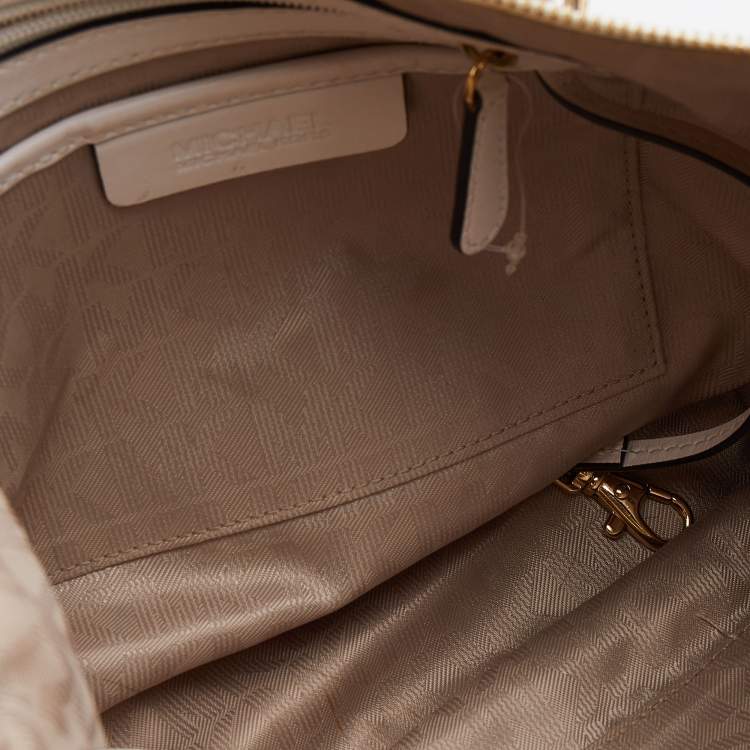 Pre Owned MICHAEL Michael Kors White Leather Jet Set Travel Tote