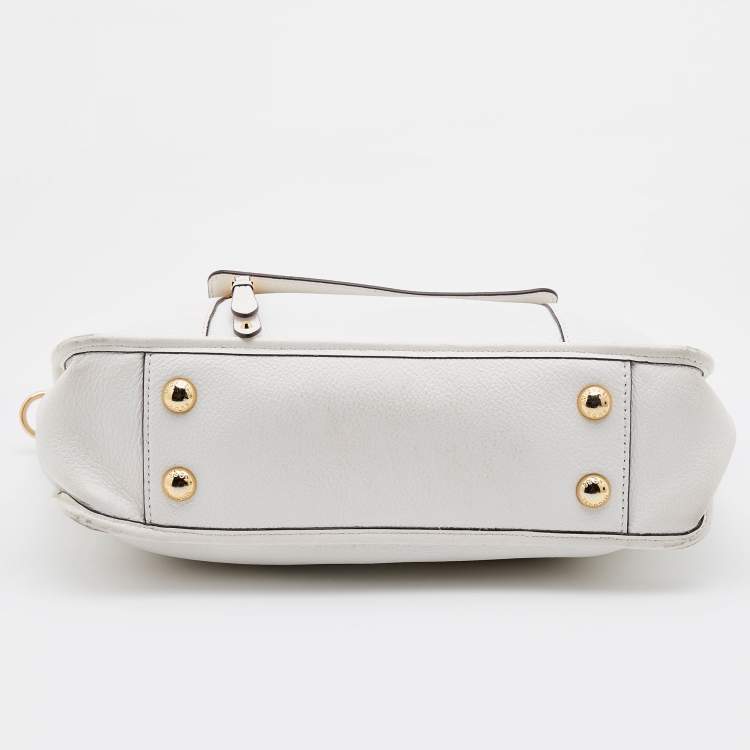 Pre Owned MICHAEL Michael Kors White Leather Jet Set Travel Tote