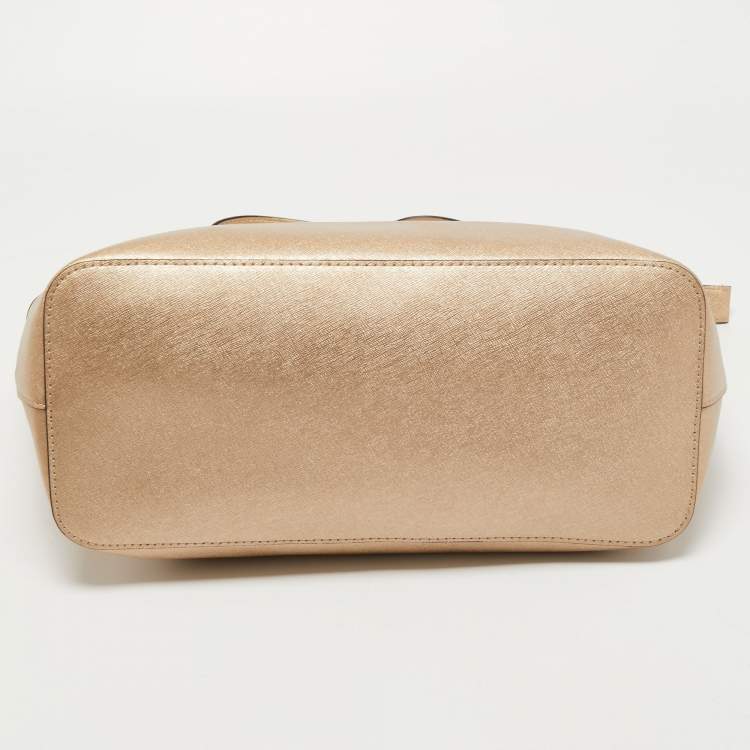 مملوكة مسبقًا MICHAEL Micheal Kors Gold Leather Jet Set Top Zip Chain Tote 