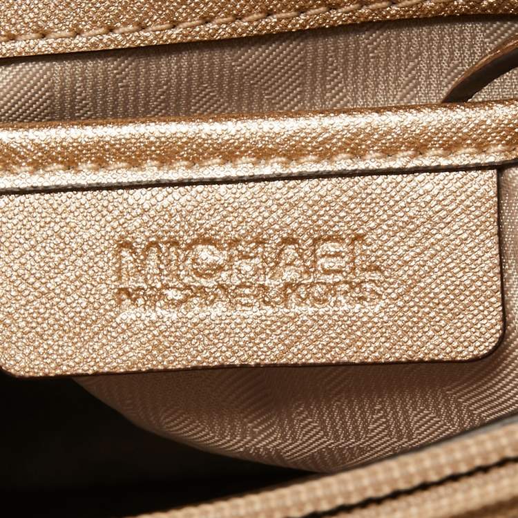 مملوكة مسبقًا MICHAEL Micheal Kors Gold Leather Jet Set Top Zip Chain Tote 