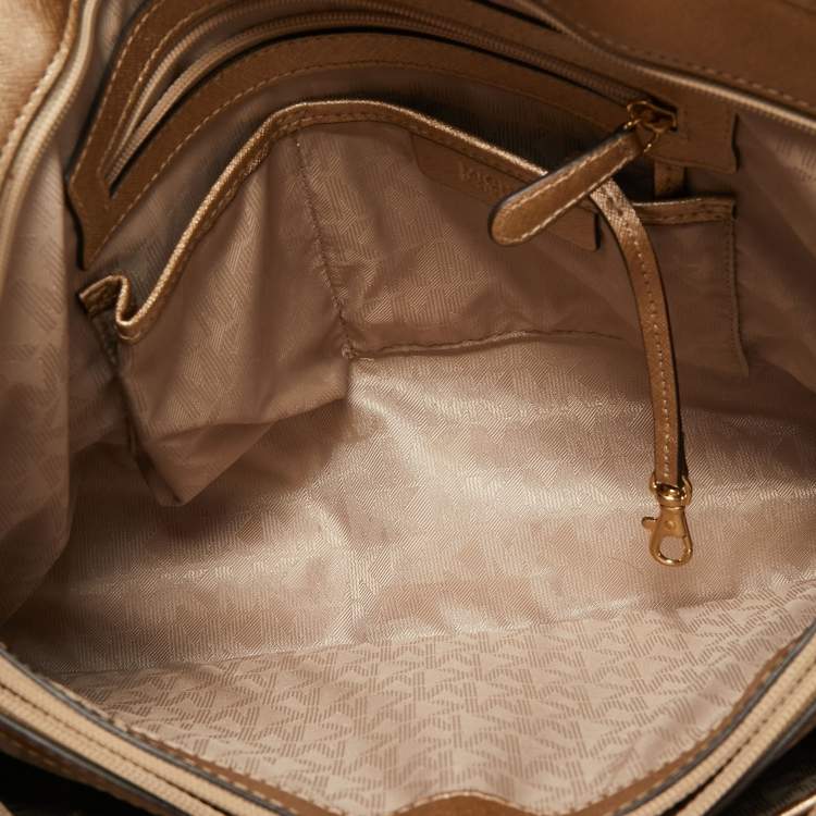 مملوكة مسبقًا MICHAEL Micheal Kors Gold Leather Jet Set Top Zip Chain Tote 