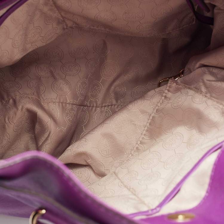 Pre Owned MICHAEL Michael Kors Purple Leather Large Hamilton North South Tote