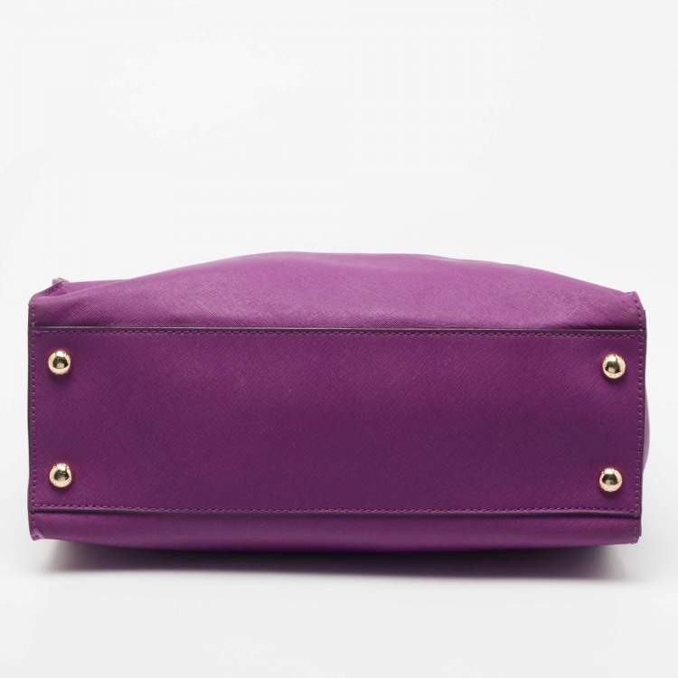 Pre Owned MICHAEL Michael Kors Purple Leather Large Hamilton North South Tote