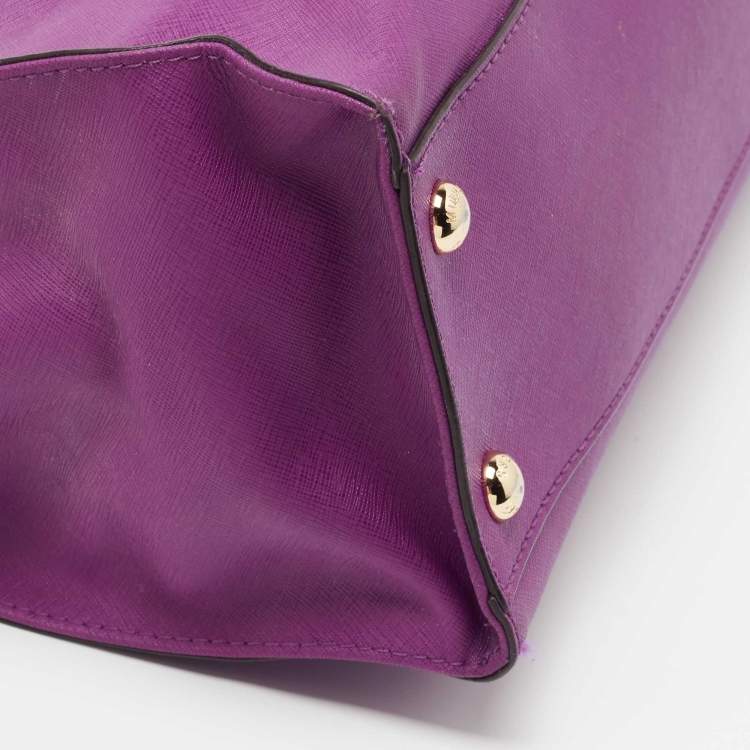 Pre Owned MICHAEL Michael Kors Purple Leather Large Hamilton North South Tote