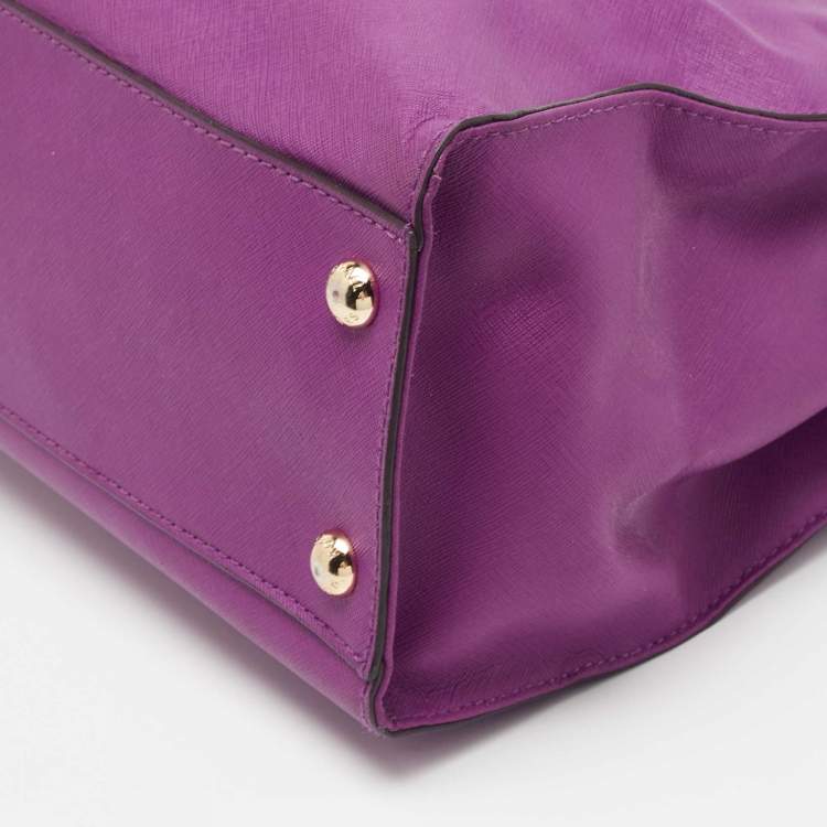 Pre Owned MICHAEL Michael Kors Purple Leather Large Hamilton North South Tote