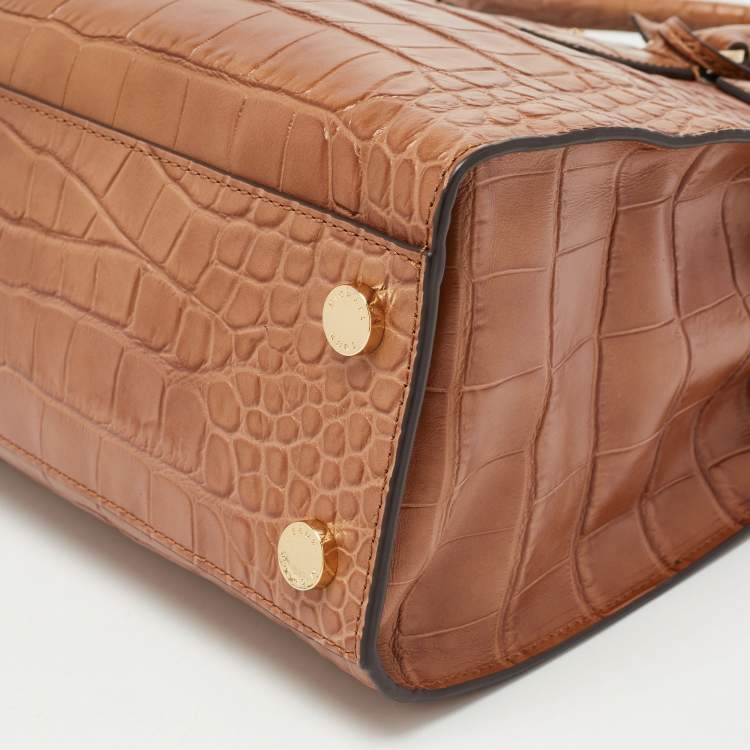 Pre Owned MICHAEL Michael Kors Brown Croc Embossed Leather Dillon Tote