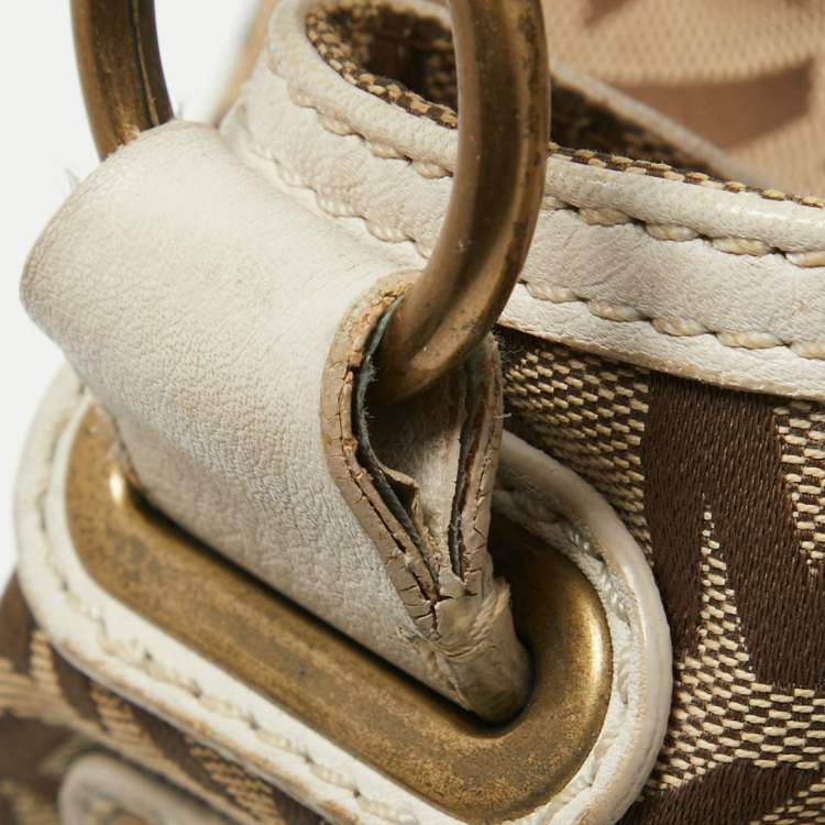 Pre Owned MICHAEL Michael Kors Beige/Off White Signature Canvas Front Pocket Tote