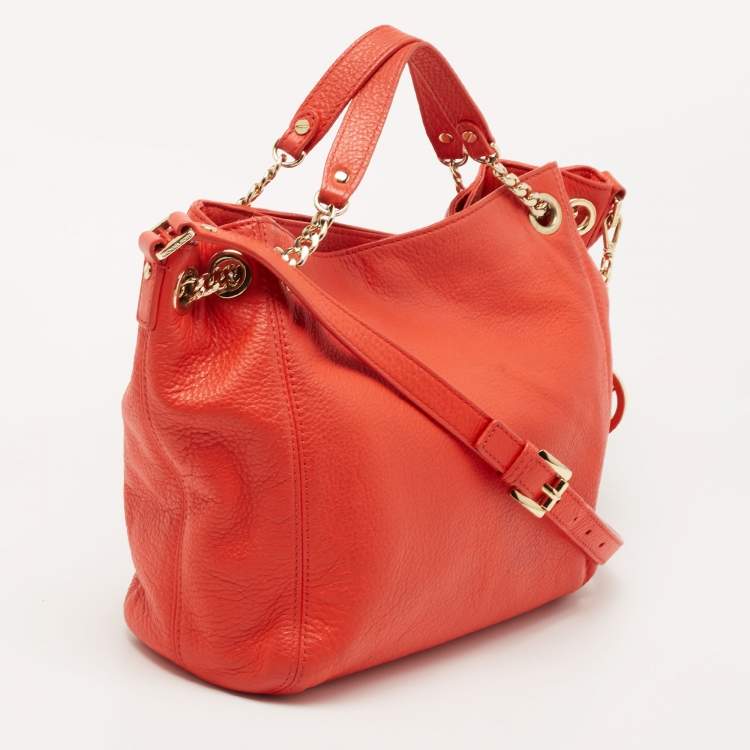 Pre Owned MICHAEL Michael Kors Red Leather Chain Tote