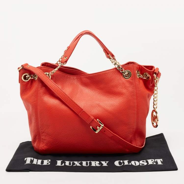 Pre Owned MICHAEL Michael Kors Red Leather Chain Tote