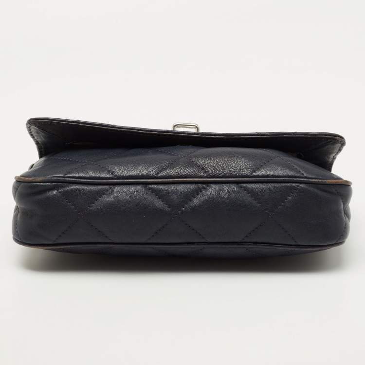 Pre Owned Michael Kors Navy Blue Quilted Leather Hamilton Chain Shoulder Bag