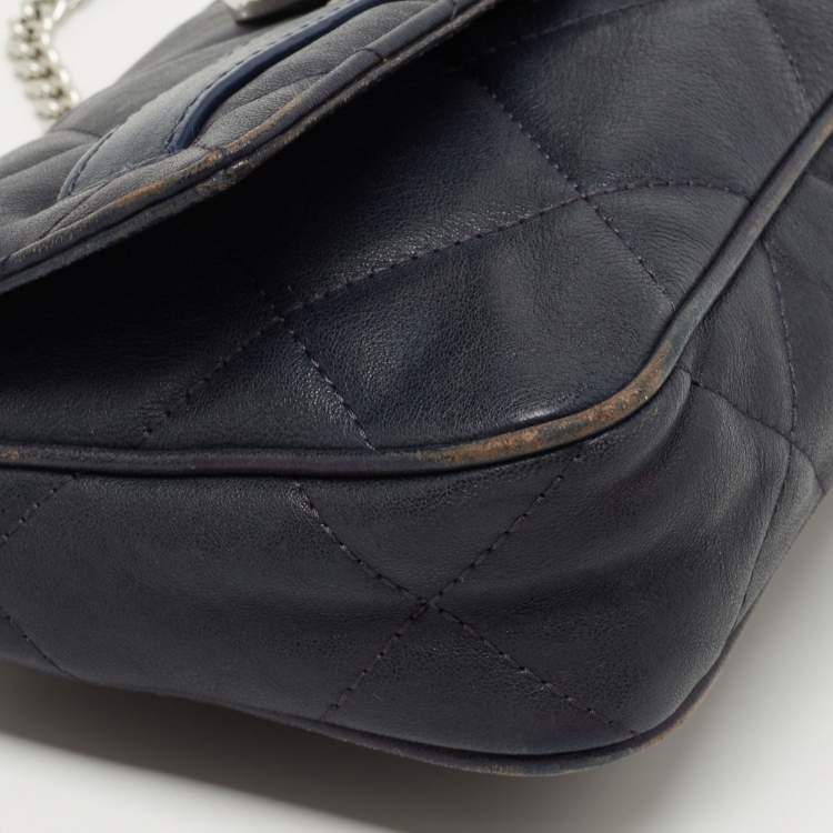 Pre Owned Michael Kors Navy Blue Quilted Leather Hamilton Chain Shoulder Bag