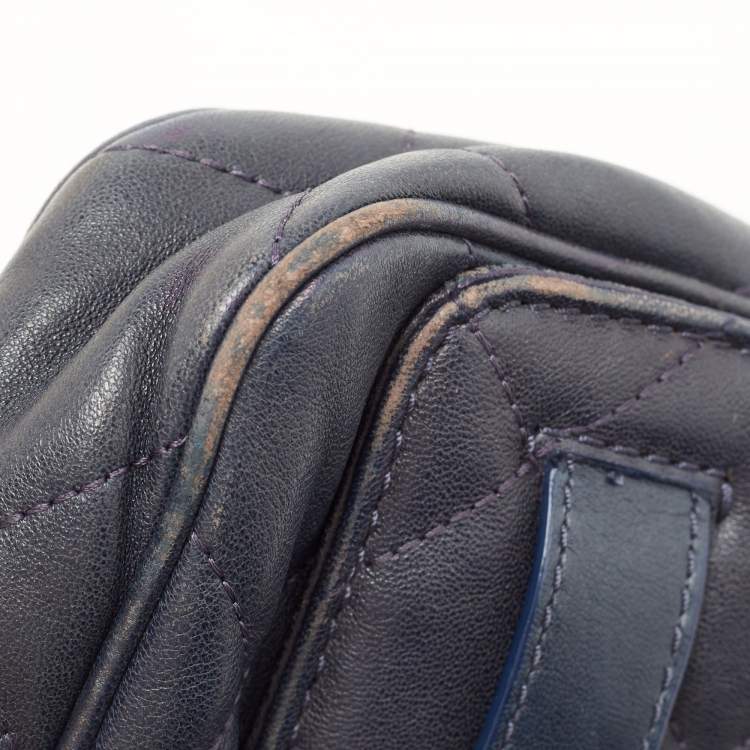 Pre Owned Michael Kors Navy Blue Quilted Leather Hamilton Chain Shoulder Bag