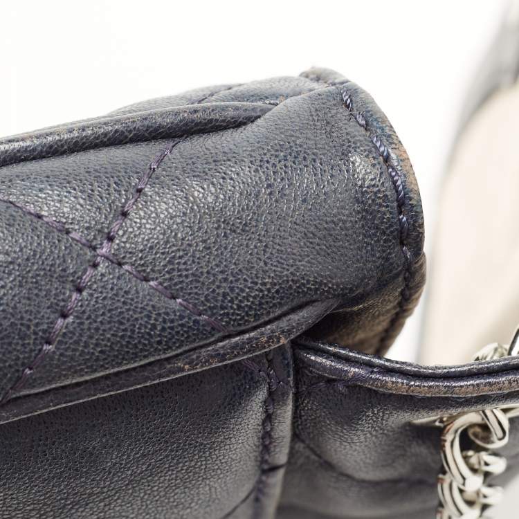 Pre Owned Michael Kors Navy Blue Quilted Leather Hamilton Chain Shoulder Bag