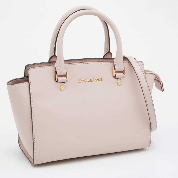 Pre Owned MICHAEL Michael Kors Blossom Pink Leather Medium Selma Satchel