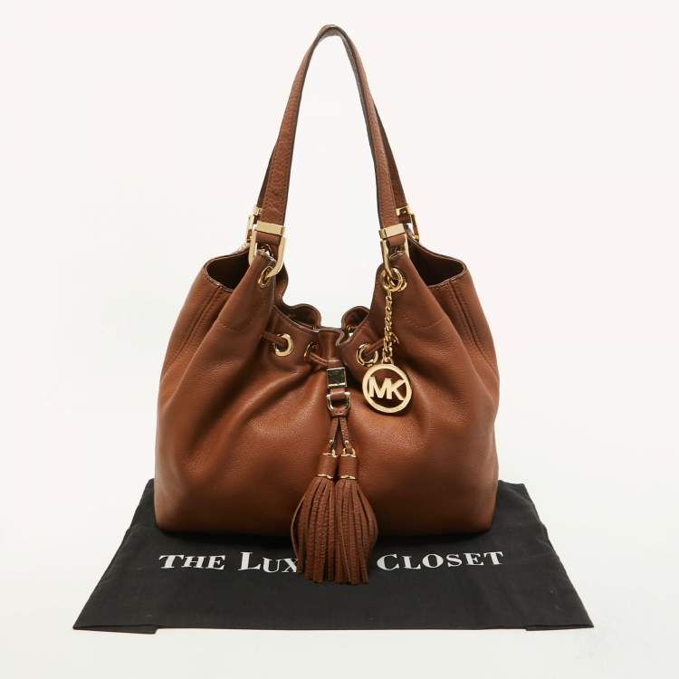Pre Owned MICHAEL Michael Kors Brown Leather Camden Drawstring Hobo