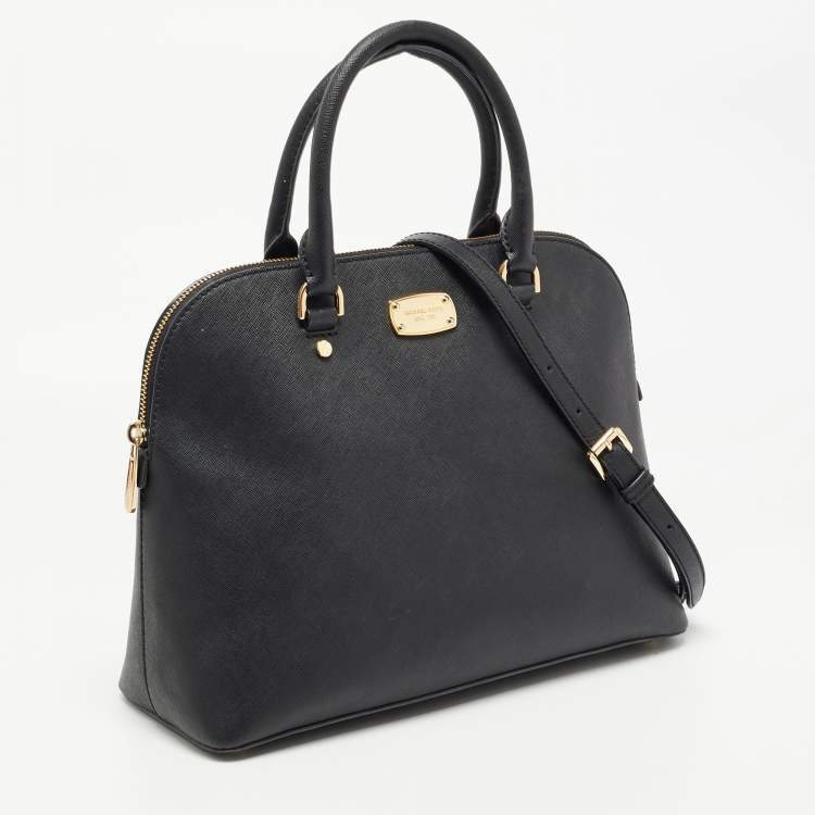 Pre Owned MICHAEL Michael Kors Black Leather Cindy Dome Satchel