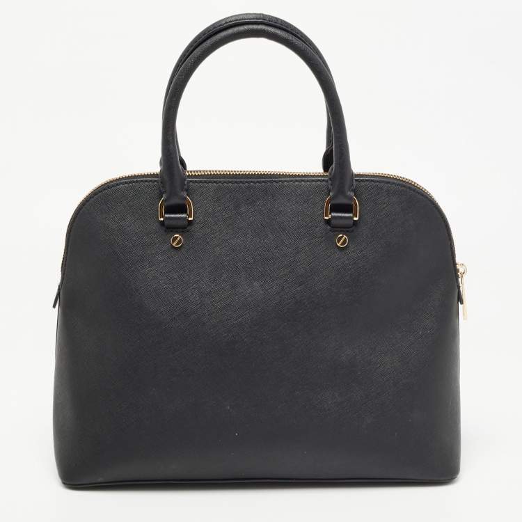 Pre Owned MICHAEL Michael Kors Black Leather Cindy Dome Satchel