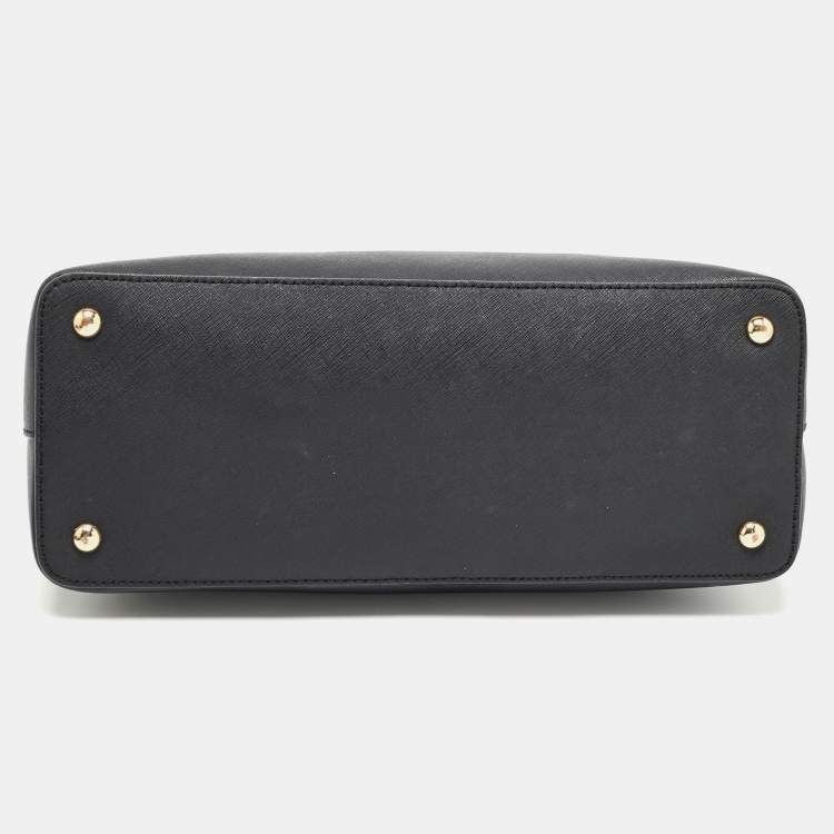 Pre Owned MICHAEL Michael Kors Black Leather Cindy Dome Satchel