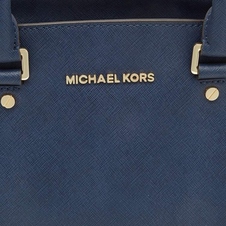 Pre Owned MICHAEL Michael Kors Dark Blue Saffiano Leather Medium Selma Satchel