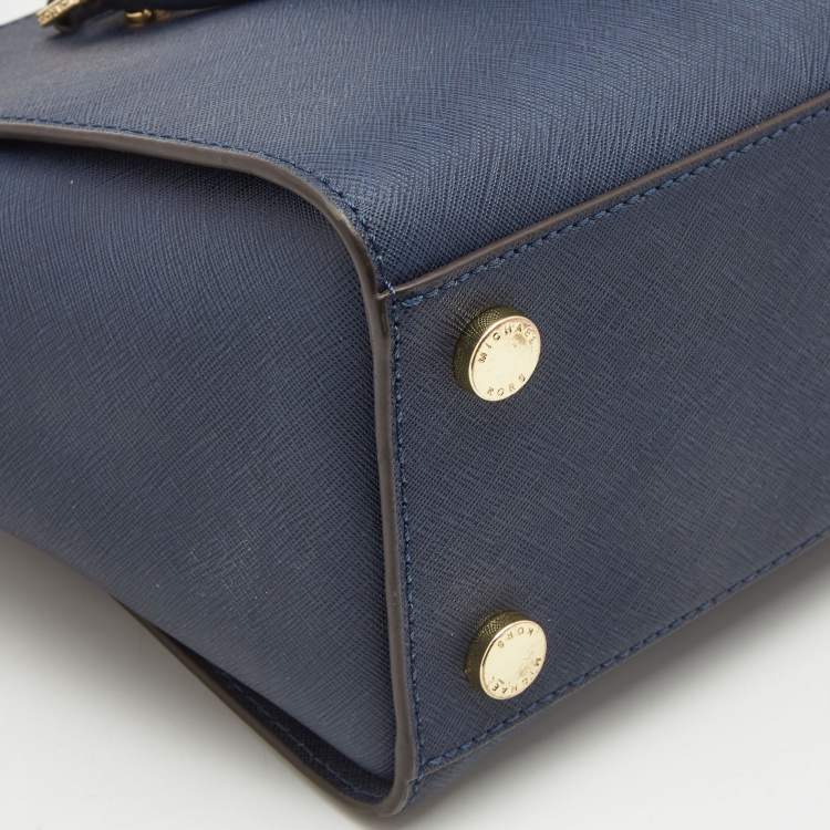 Pre Owned MICHAEL Michael Kors Dark Blue Saffiano Leather Medium Selma Satchel