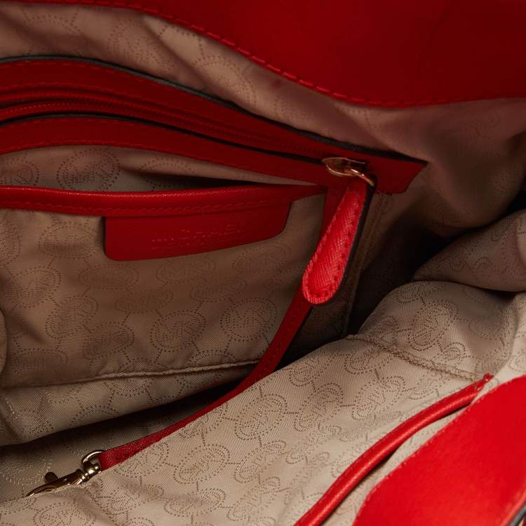 Pre Owned MICHAEL Michael Kors Orange Saffiano Leather Hamilton North South Tote