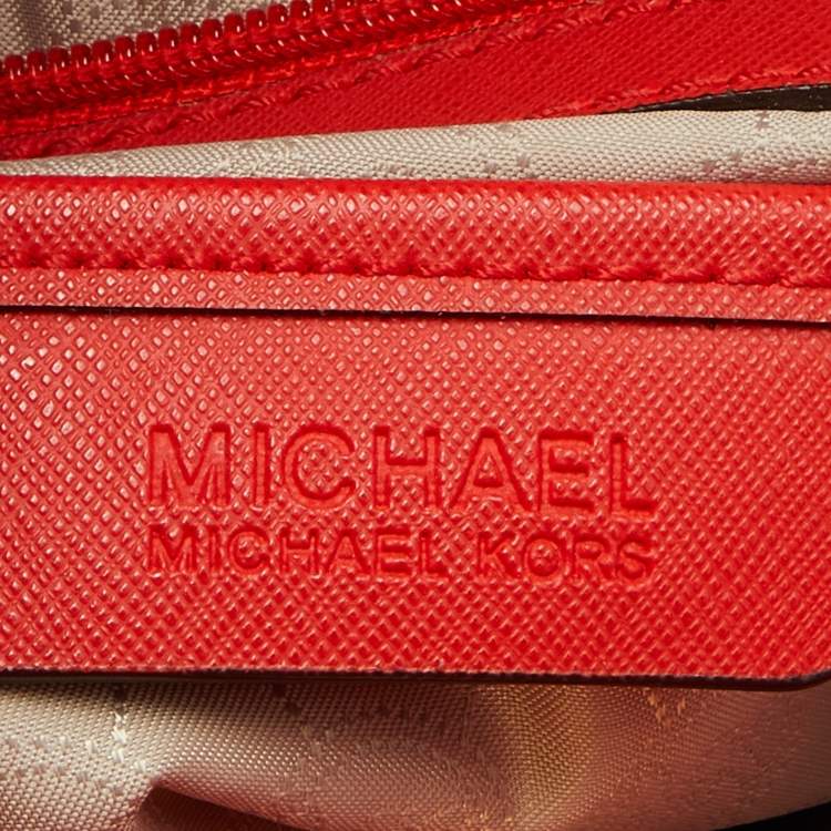 Pre Owned MICHAEL Michael Kors Orange Saffiano Leather Hamilton North South Tote