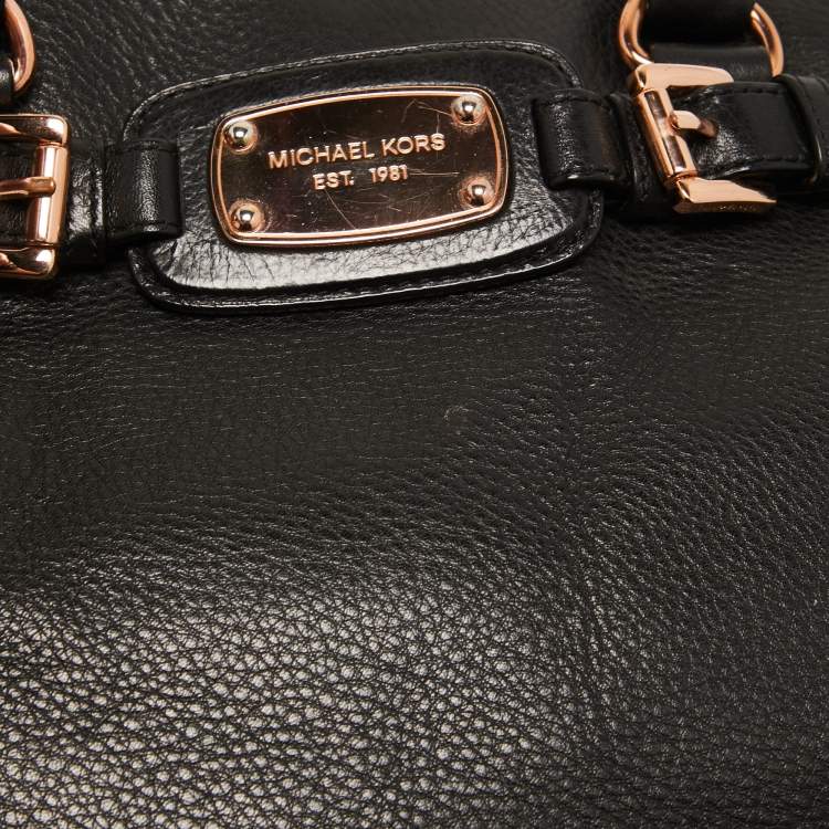 Pre Owned MICHAEL Michael Kors Black Leather East West Hamilton Tote