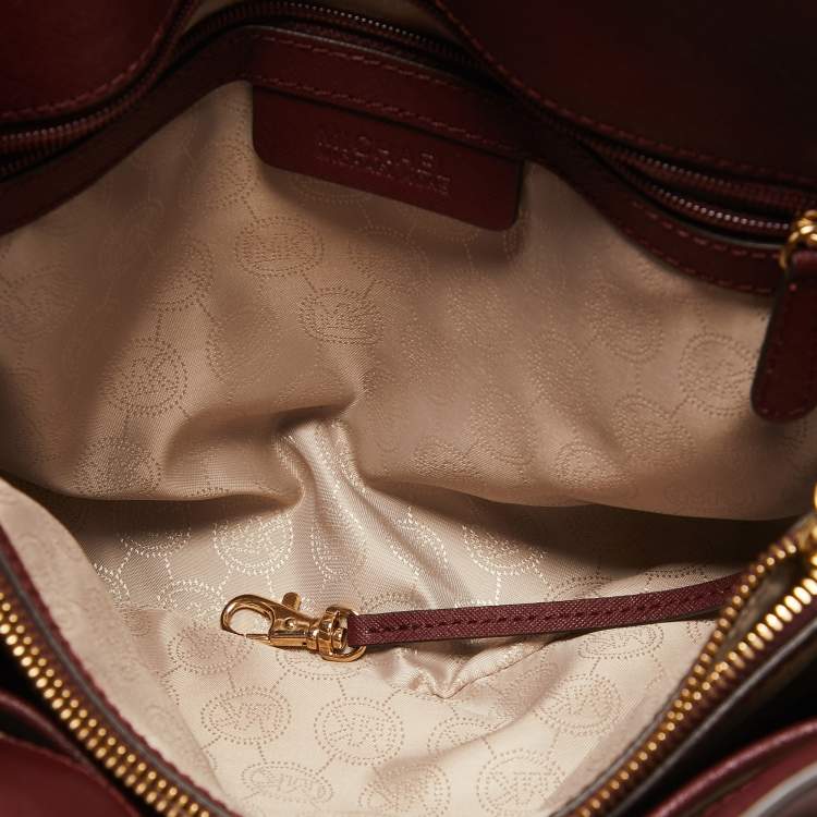 Pre Owned MICHAEL Michael Kors Burgundy Leather Medium East West Dillon Tote