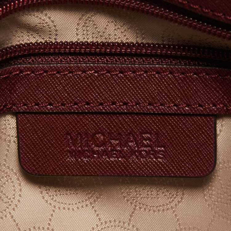 Pre Owned MICHAEL Michael Kors Burgundy Leather Medium East West Dillon Tote