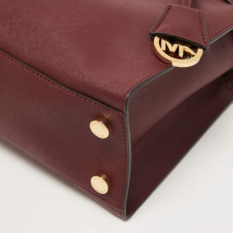 Pre Owned MICHAEL Michael Kors Burgundy Leather Medium East West Dillon Tote