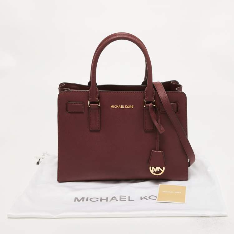 Pre Owned MICHAEL Michael Kors Burgundy Leather Medium East West Dillon Tote