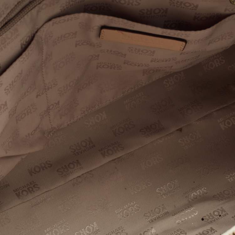 Pre Owned MICHAEL Michael Kors Brown Coated Canvas Large MK Signature Satchel