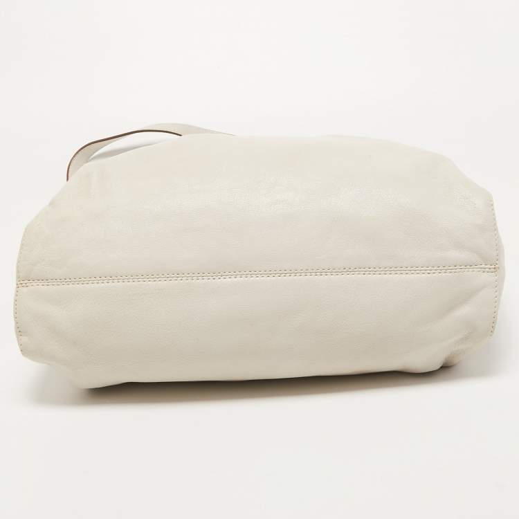 مملوكة مسبقًا MICHAEL Michael Kors Off White Leather Large Edie Shoulder Bag