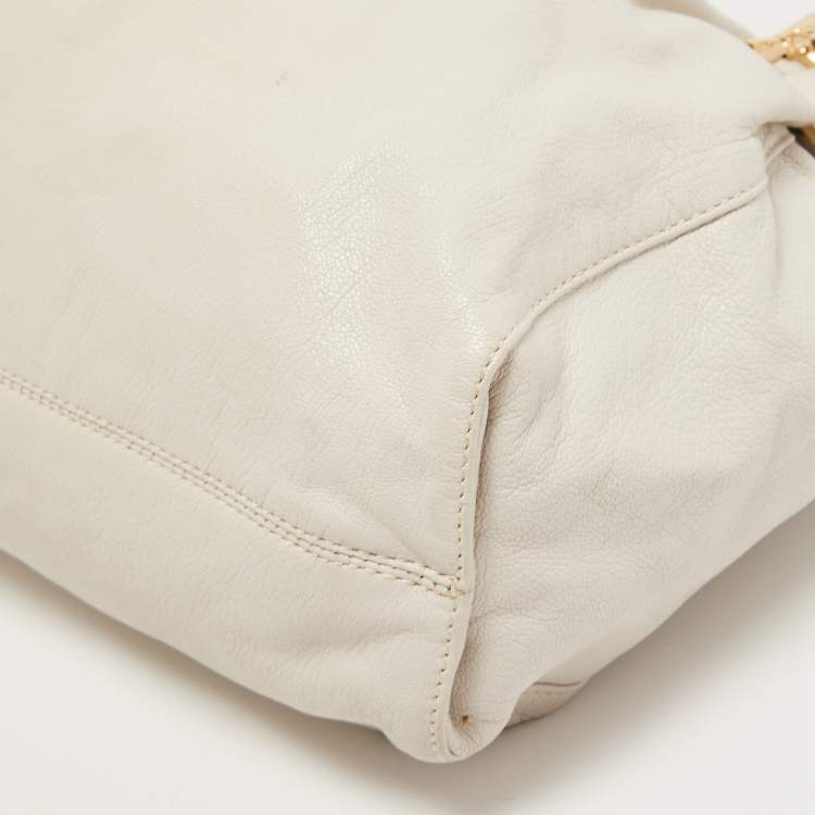مملوكة مسبقًا MICHAEL Michael Kors Off White Leather Large Edie Shoulder Bag