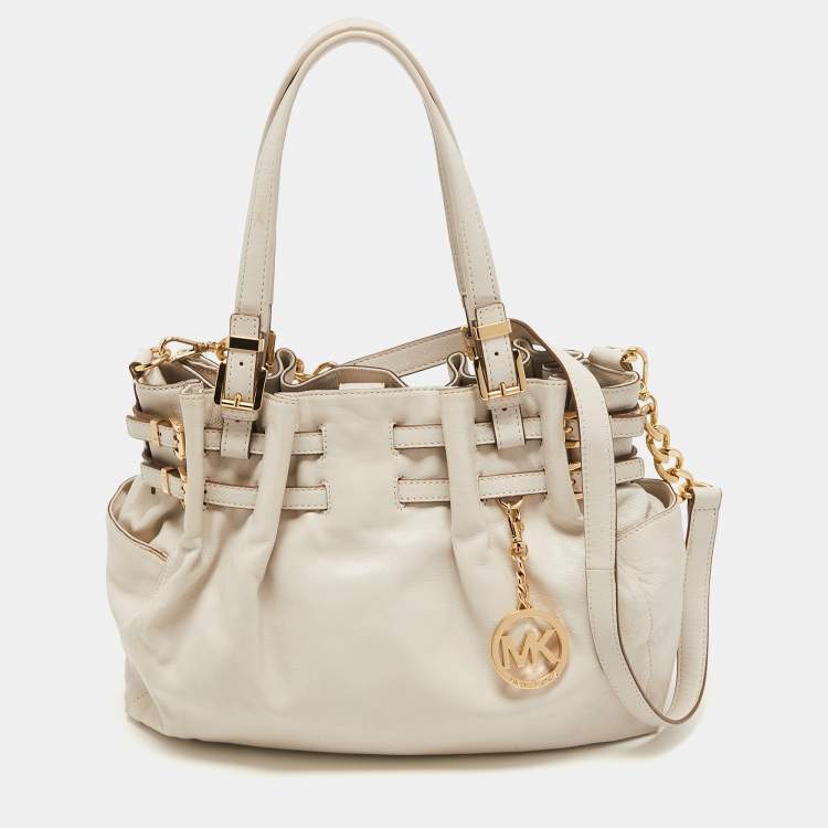 مملوكة مسبقًا MICHAEL Michael Kors Off White Leather Large Edie Shoulder Bag