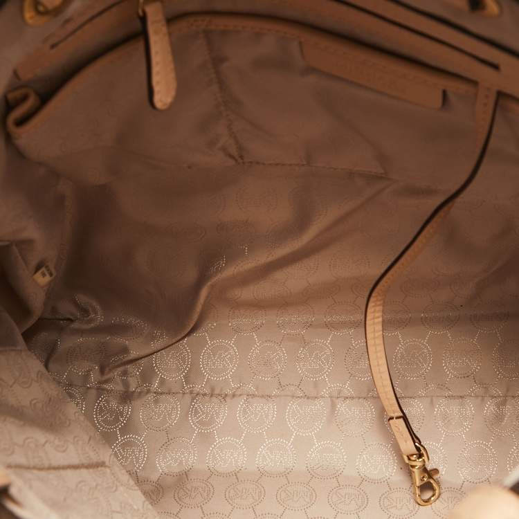 Pre Owned MICHAEL Michael Kors Brown Signature Coated Canvas and Leather Jet Set Tote