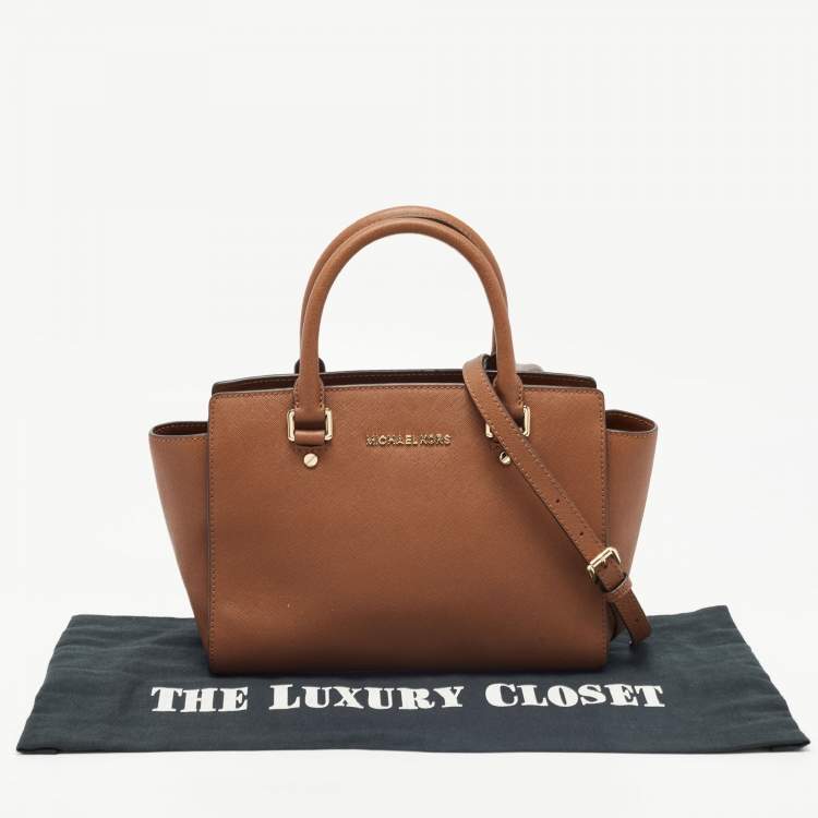 Pre Owned MICHAEL Michael Kors Brown Leather Medium Selma Satchel