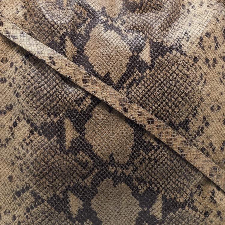 Pre Owned MICHAEL Michael Kors Beige Snakeskin Embossed Leather Cynthia Shoulder Bag