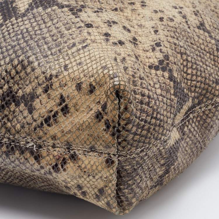 Pre Owned MICHAEL Michael Kors Beige Snakeskin Embossed Leather Cynthia Shoulder Bag