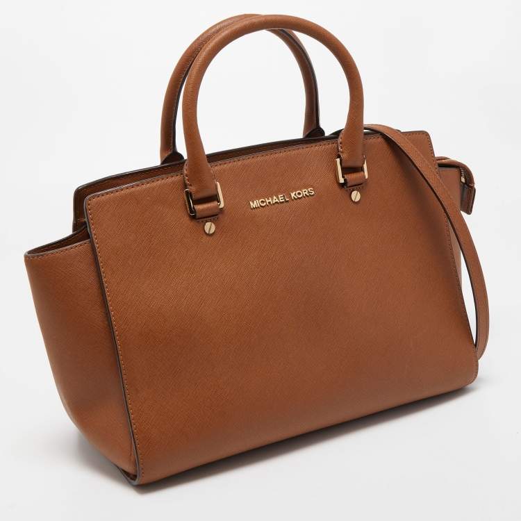 Pre Owned MICHAEL Michael Kors Brown Leather Large Selma Satchel