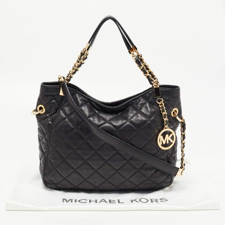 Pre Owned MICHAEL Michael Kors Black Quilted Leather Susannah Hobo