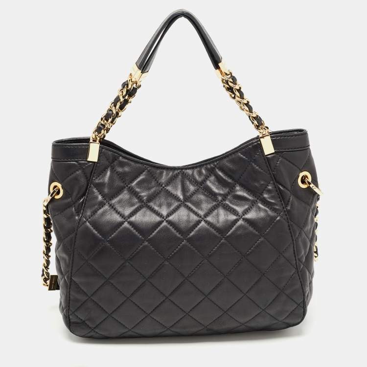Pre Owned MICHAEL Michael Kors Black Quilted Leather Susannah Hobo