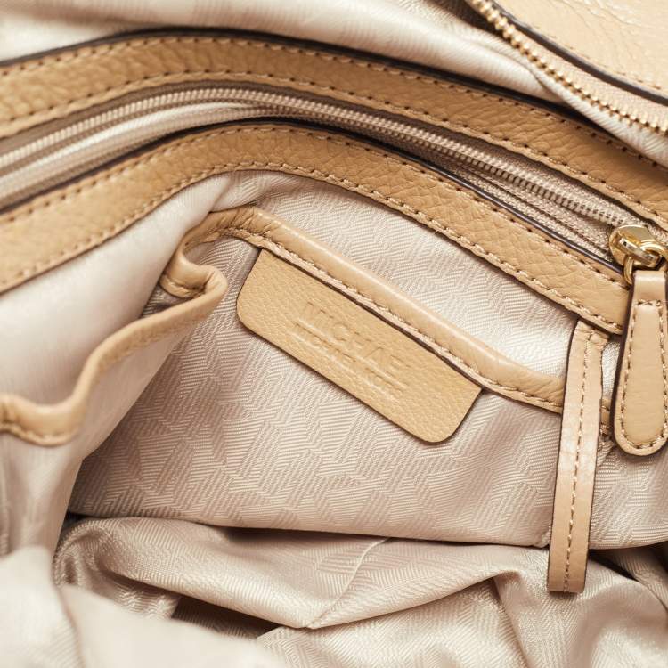 Pre Owned MICHAEL Michael Kors Beige Leather Fulton Shoulder Bag