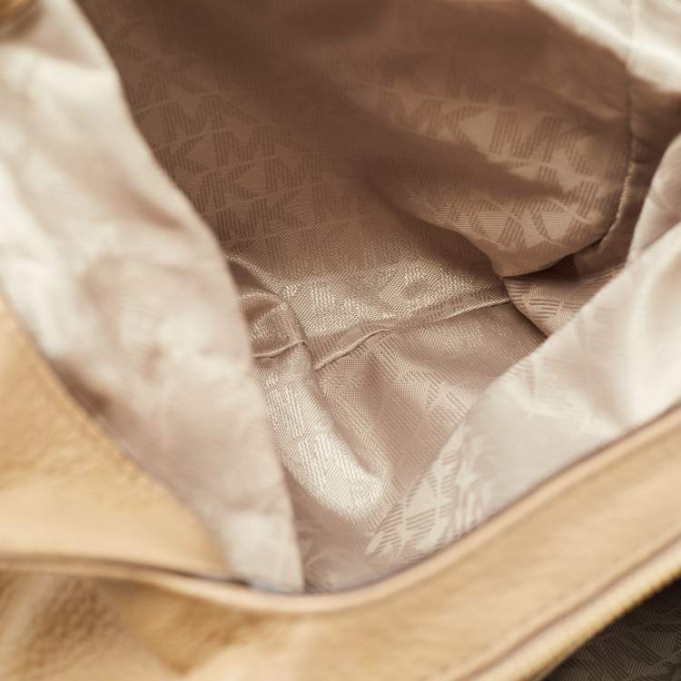 Pre Owned MICHAEL Michael Kors Beige Leather Fulton Shoulder Bag