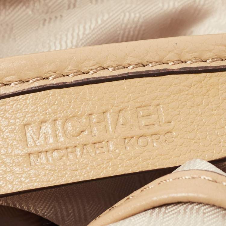Pre Owned MICHAEL Michael Kors Beige Leather Fulton Shoulder Bag