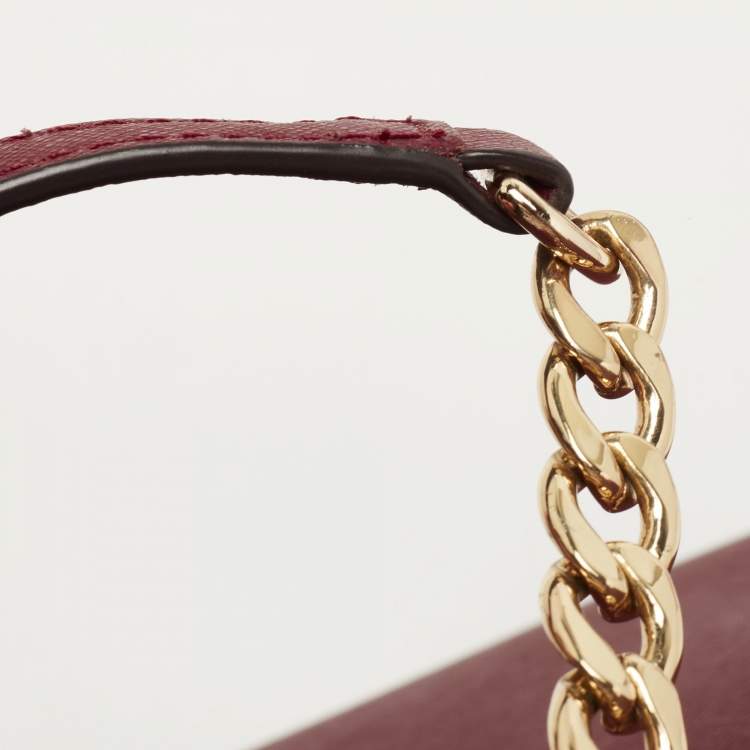 Pre Owned MICHAEL Michael Kors Burgundy Saffiano Leather East West Chain Tote