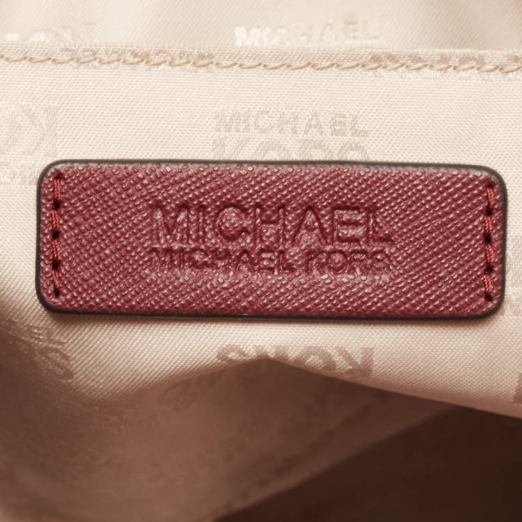 Pre Owned MICHAEL Michael Kors Burgundy Saffiano Leather East West Chain Tote