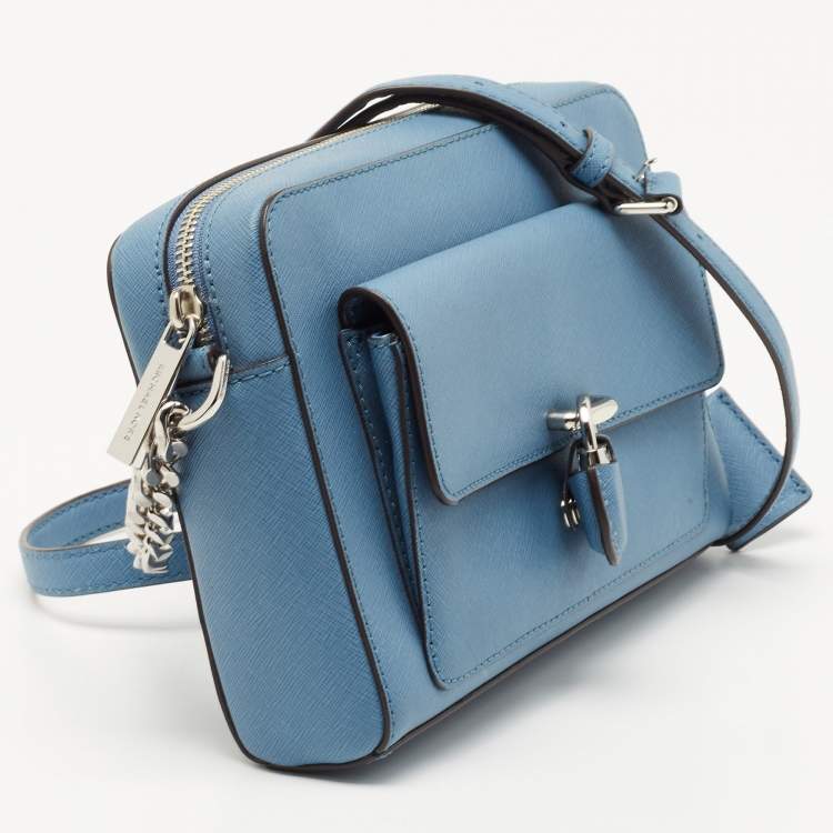 Pre Owned MICHAEL Michael Kors Blue Saffiano Leather Emma Crossbody Bag