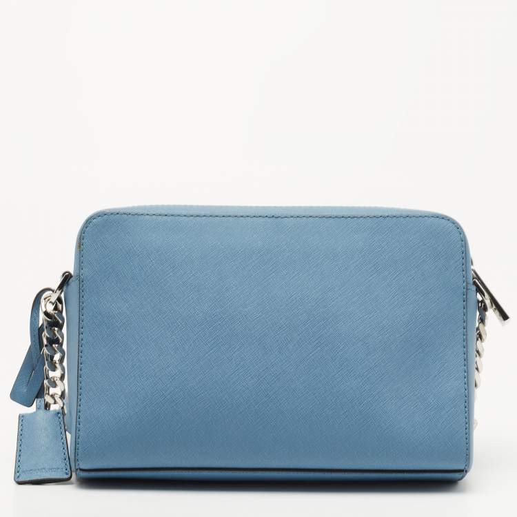 Pre Owned MICHAEL Michael Kors Blue Saffiano Leather Emma Crossbody Bag
